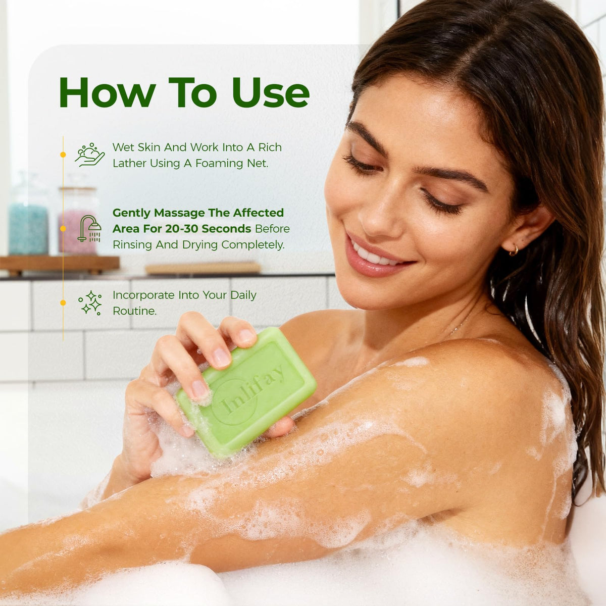 Inlifay Tolnaftate 1% Antifungal Bar Soap : Athletes Foot Ringworm Jock Itch Fast Itch Relief Tea Tree Oil Non-Greasy Anti-Fungal Bar Wash for Gym-Goers & Active Adults