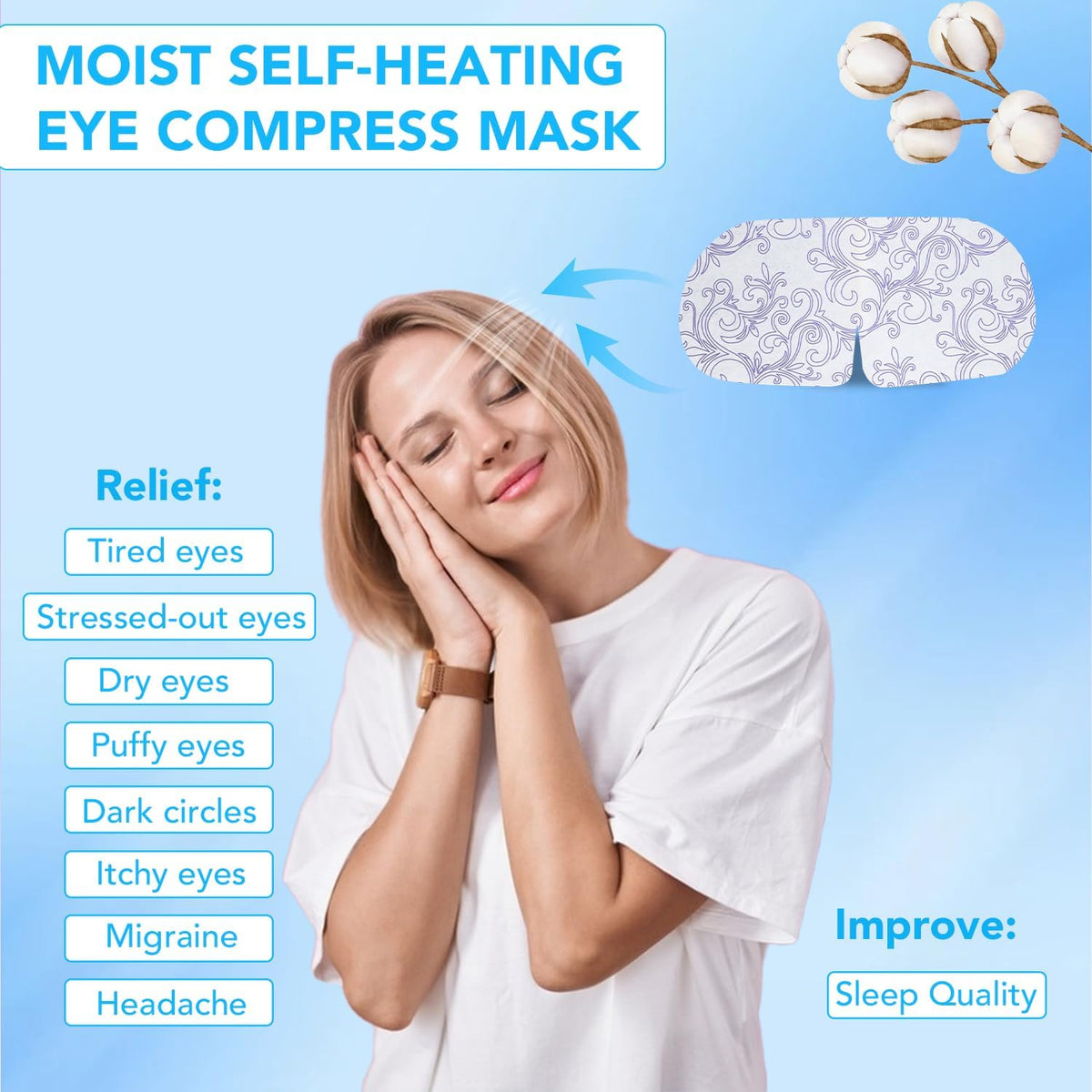 XPCARE 60 Pack Steam Eye Mask Disposable for Dry Eyes Cornea Care-Unscented