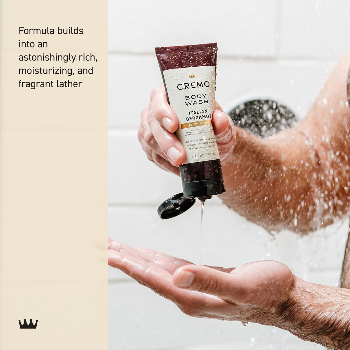 Cremo Body Wash for Men, Italian Bergamot, Travel Size, 3 Fl Oz
