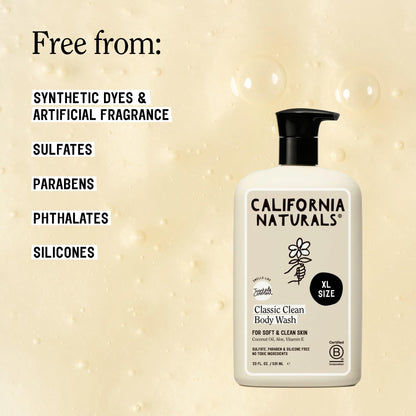 California Naturals Classic Clean Toasted Coconut Body Wash 2-Pack, Coconut Oil, Shea Butter & Aloe, Naturally Scented, Sulfate, Paraben & Silicone Free, 20 oz