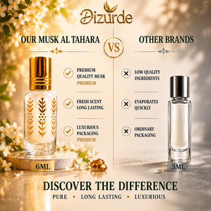Dizurde Musk Al Tahara 6mL (0.20 Fl Oz) | White Musk Perfume for Women | Egyptian Musk Oil Arabian Perfume | Soft Skin Scent for Everyday Wear & Layering
