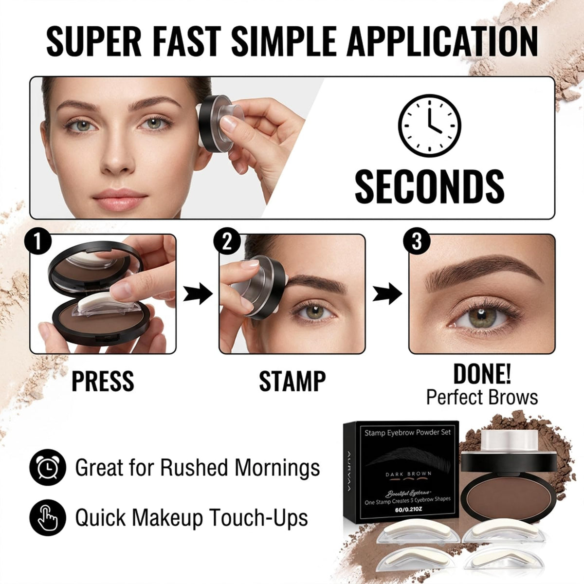 Aurvaa Brow Stamp, Aurvaa Eyebrow Stamp, Includes 3 Shapes (Light Brown)