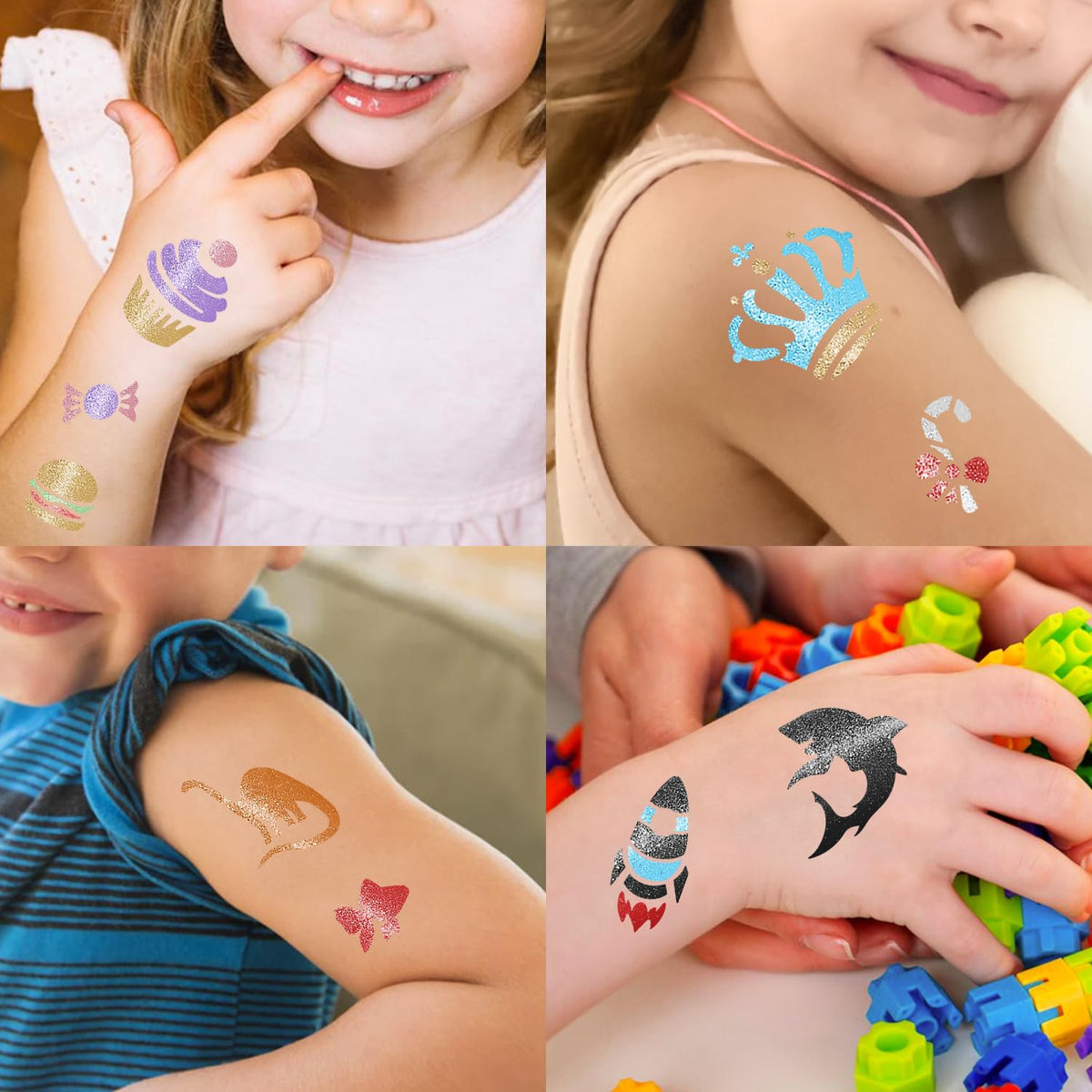 183 PCS Temporary Tattoos Stencils for Kids, Boys Girls Glitter Tattoo Stencils Kit, Body Face Paint Stencils Template for Kids School Show Birthdays Christmas Halloween Party Supplies