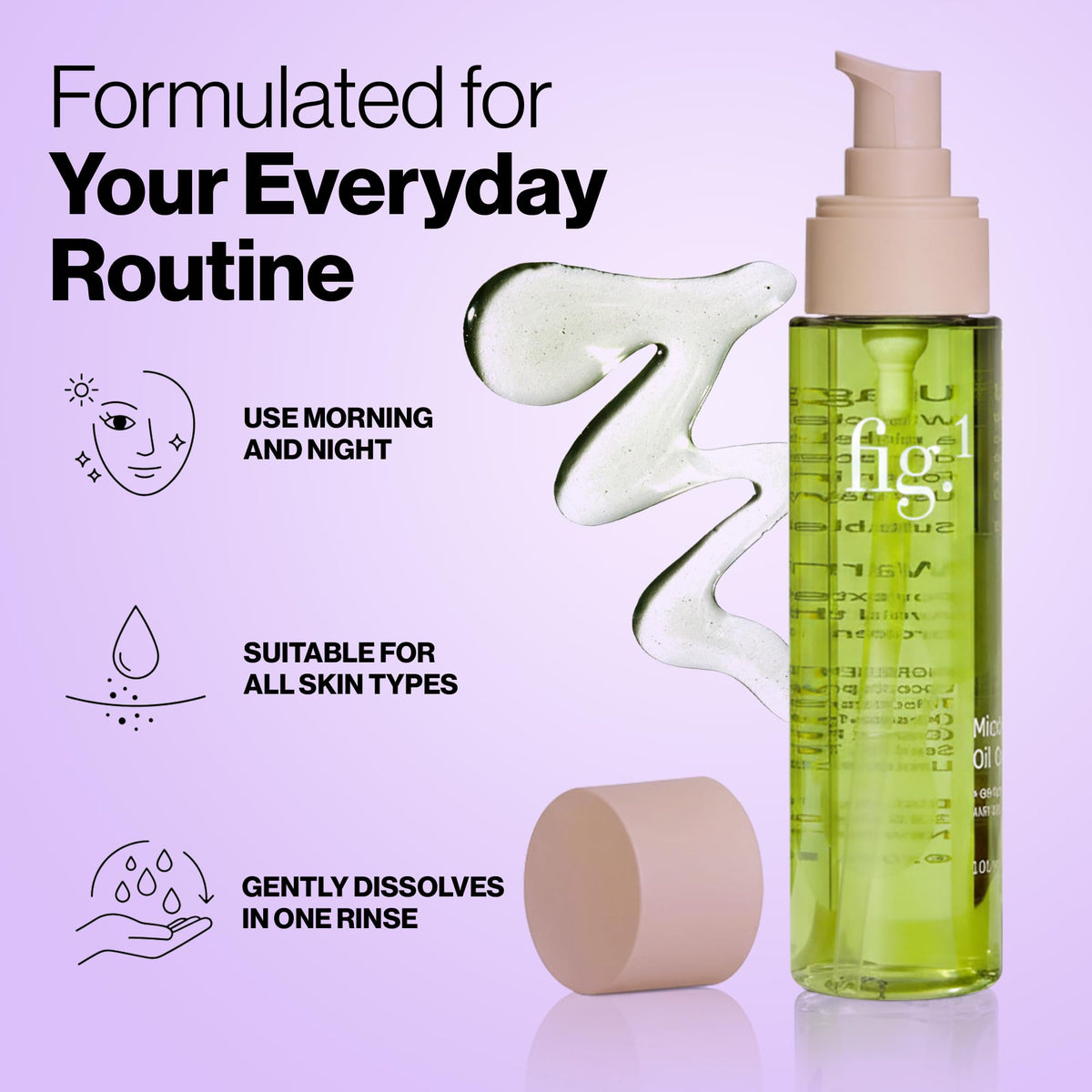 Fig.1 Micellar Oil Cleanser, Makeup Remover Cleansing Oil, 3.4 fl oz