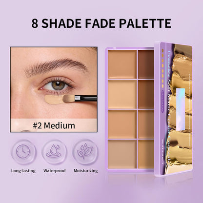 8 Colors Cream Concealer Palette, Soft Matte Full Coverage Contour Palette, Natural Matte Long Lasting Foundation Palette, Waterproof Blendable Face Make Up Pallete