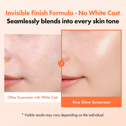 TOSOWOONG Rice Glow Sunscreen SPF50+ Broad Spectrum for Face, No White Cast