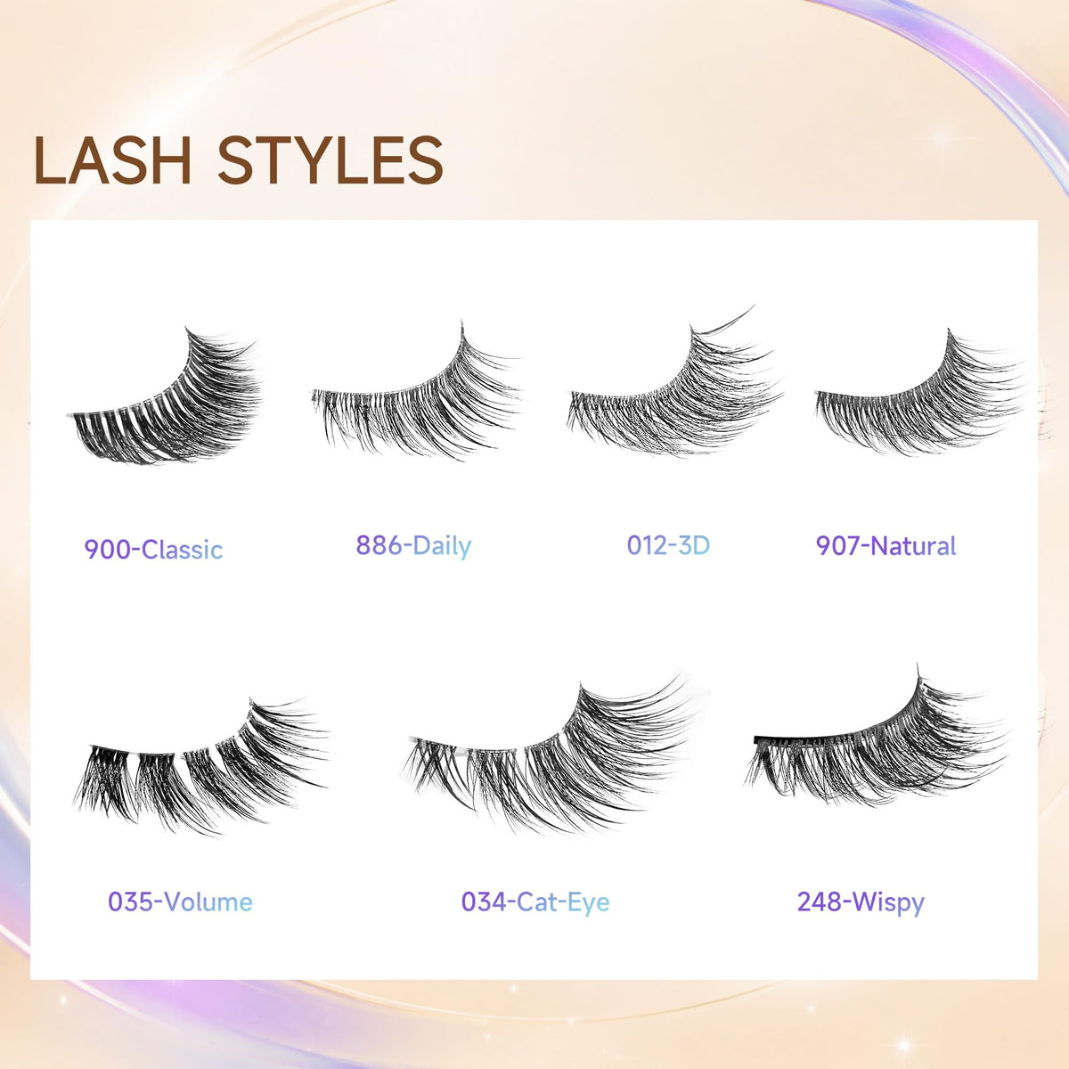 GAQQI False Eyelashes,Thin-Clear Band Natural Lashes Strips 7 Pairs,C-886
