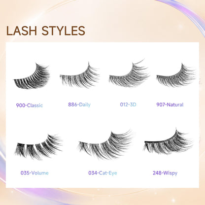 GAQQI False Eyelashes,Thin-Clear Band Natural Lashes Strips 7 Pairs,C-886