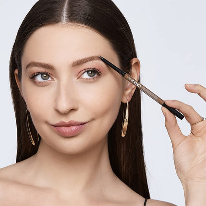 Kiss New York Professional Brow Pencil with Spoolie Brush, Ultra-Fine Precision Point Eyebrow Pencil, Dual-Sided Precise, Slim Definer, Fills Brows, Long-Lasting (Deep Dark Brown)