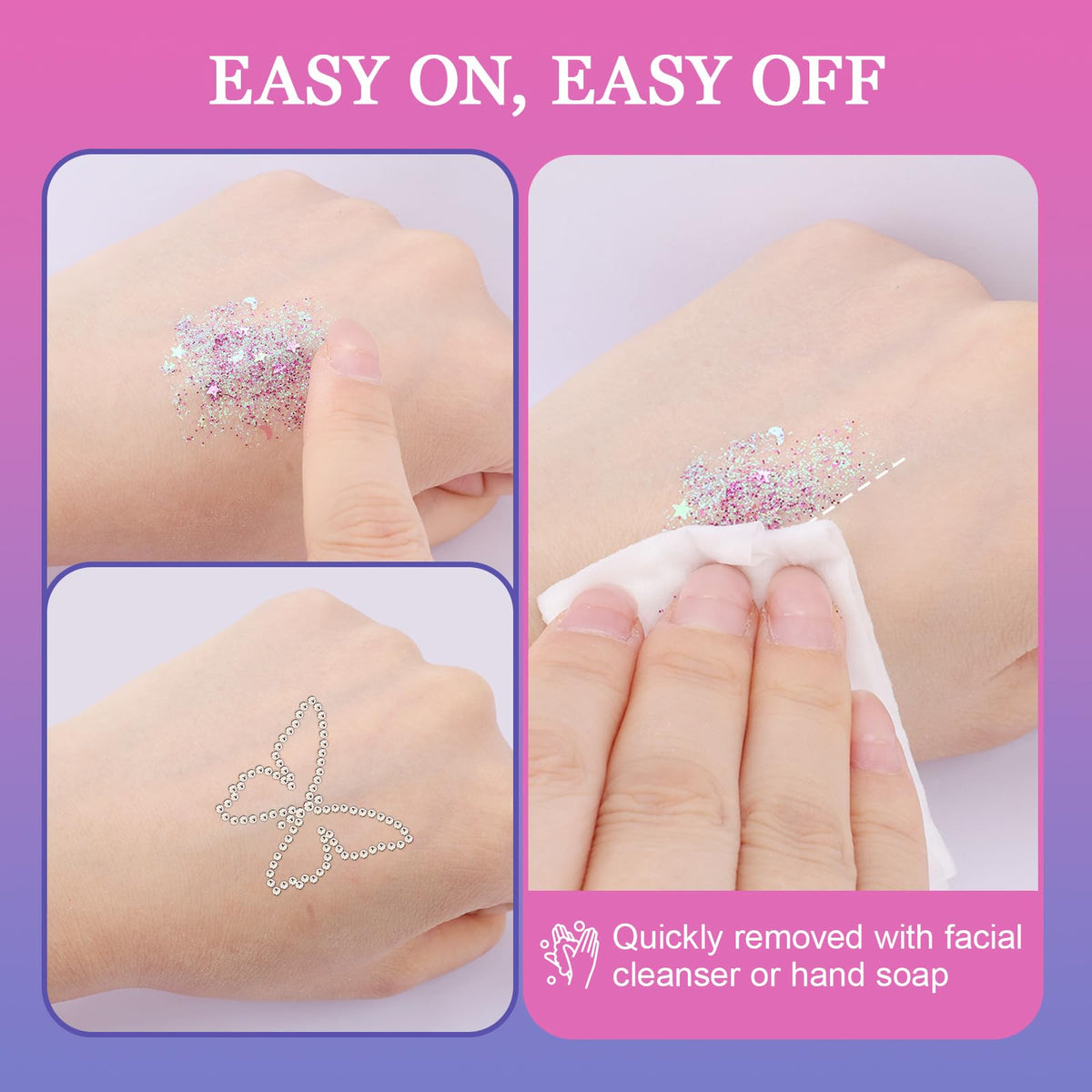 Face Glitter Face Gems, 40 Colors Glitter Makeup with 12 Sheets Face Jewels