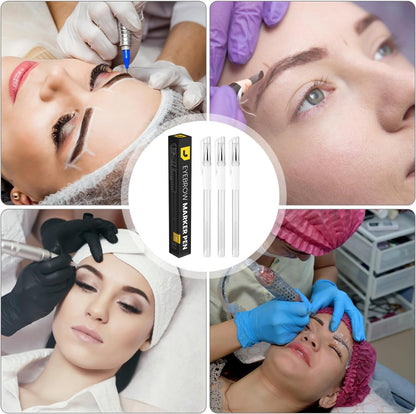 LIUDEX 3pcs Skin Marker Pen Eyebrow PMU Microblading Outline Pencil | Felt Pen White Brow Position Mapping Pencil White Marker Pen Beauty SPMU | Permanent Makeup Position Mark Tools