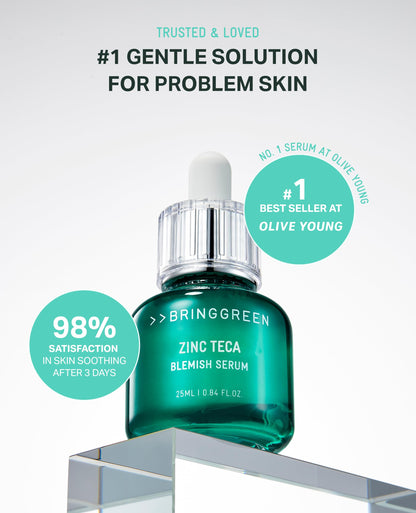 BRING GREEN ZINC TECA Serum with Niacinamide | Soothing Face Serum for Sensitive Skin, Pore Minimizing & Hydrating | Korean Skincare for Breakouts & Uneven Texture