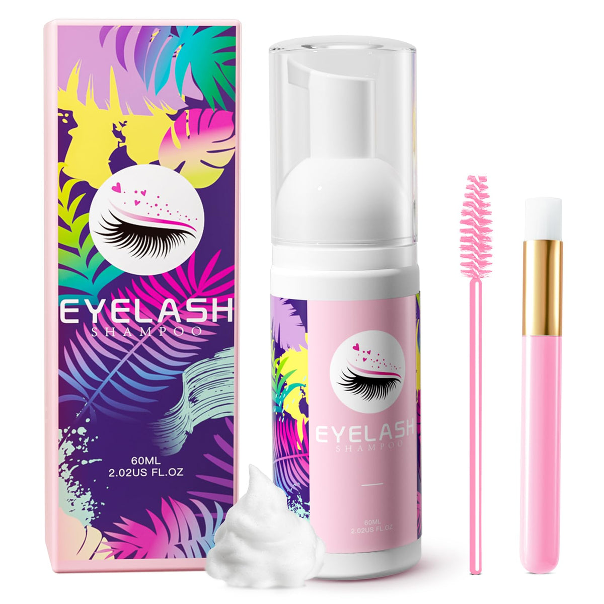 Setgnur Lash Shampoo for Lash Extensions, Lash Shampoo Cleaning Kit