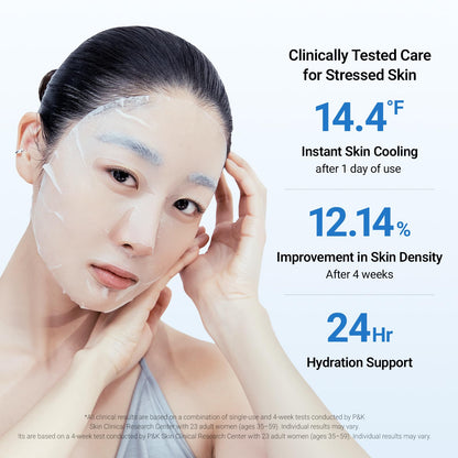 DA EFFECT Cooling Treatment Mask, Soothing Face Mask for After Sun Care, Stressed Sensitive Skin, Post-Treatment Barrier Care, Calming & Hydrating Gel Sheet Mask, (5 ea)