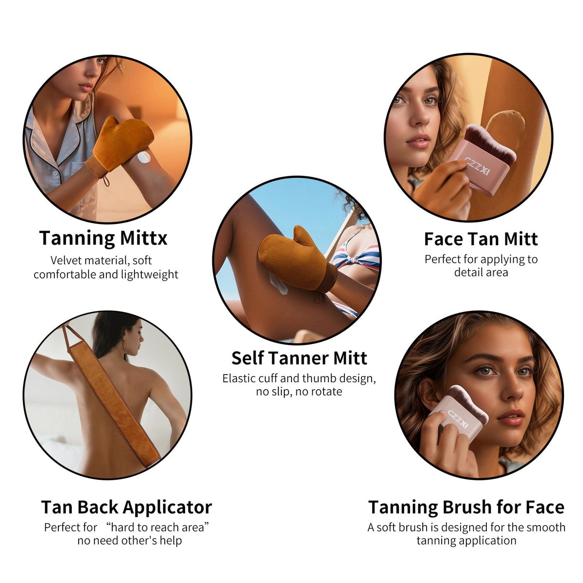 CZZXI Tanning Mitt, Body Brush & Back Tanner Applicator Kit