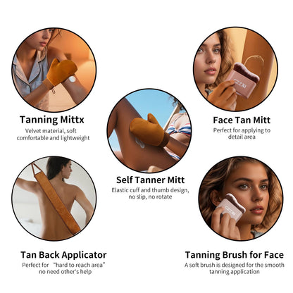 CZZXI Tanning Mitt, Body Brush & Back Tanner Applicator Kit
