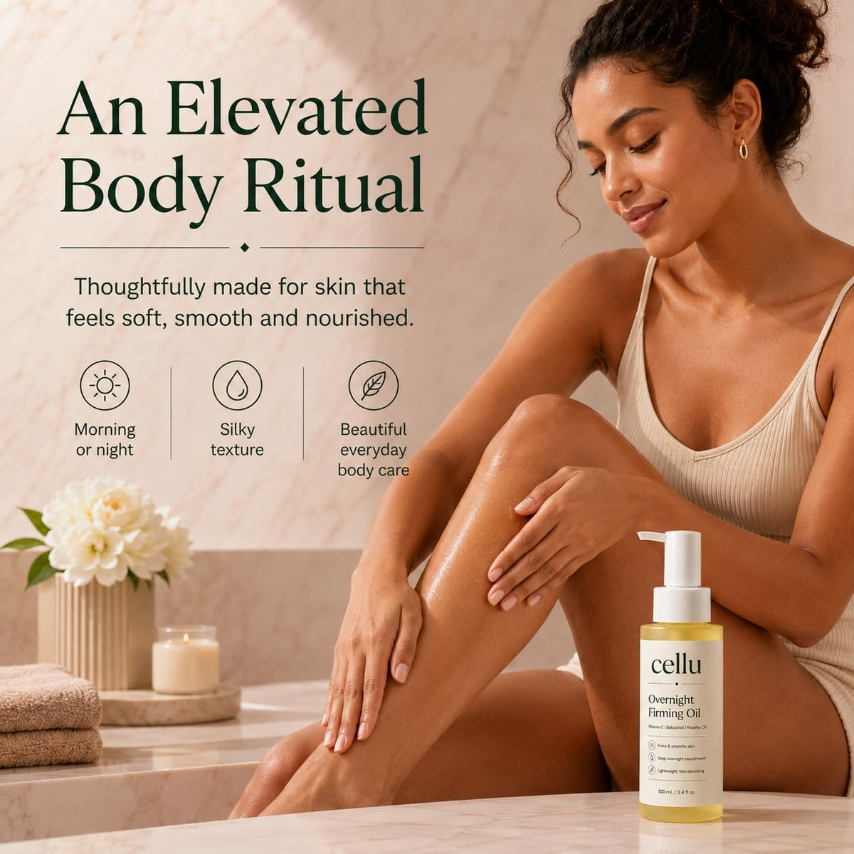 Mujruko Cellu Overnight Firming Oil, Moisturizing Body Oil for Smooth Skin
