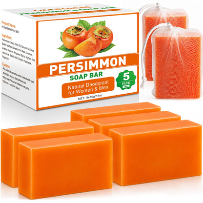 OAKDOLCHE 5 Pcs 80g Persimmon Soap Bar for Old People Smell