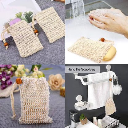 Sopurrrdy Natural Sisal Soap Saver Bag for Soap Bar Organic Soap Pouch for Exfoliating Lathers and Air Dry Soap Bar Shower Soap Saver Bag (8 Pcs)