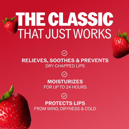 ChapStick Classic Strawberry Lip Balm Tubes, Lip Care and Lip Moisturizer - 0.15 Oz (Pack of 12)