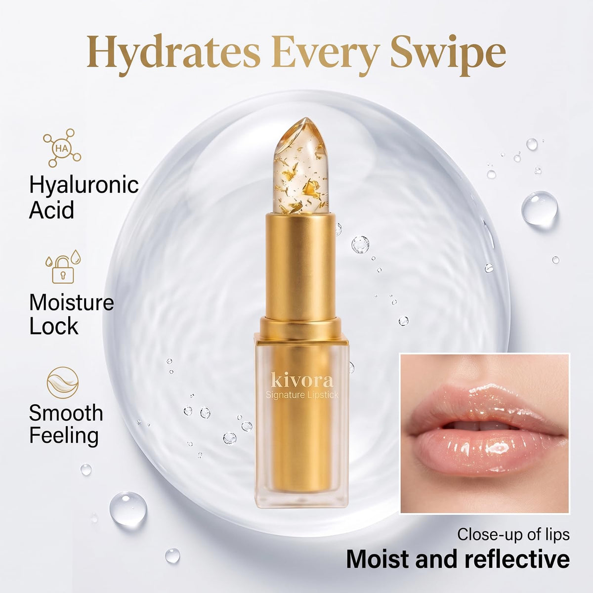 Lipstick for Mature Lips, Signature Clear Lipstick for Older Women (Gold)