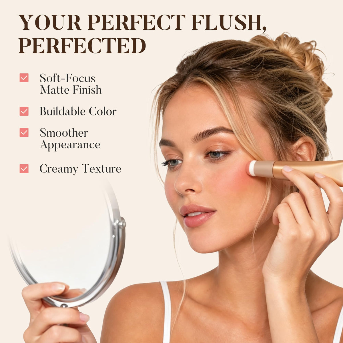 Liquid Blush, Lightweight Blush for Cheeks with Natural Dewy Glow, Long Lasting Hydrating No Caking Face Blushes, Buildable Makeup Blushes Liquid Wand with Sponge Applicator for Older Women, 02 Peach