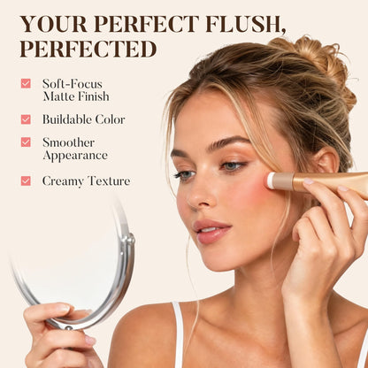 Liquid Blush, Lightweight Blush for Cheeks with Natural Dewy Glow, Long Lasting Hydrating No Caking Face Blushes, Buildable Makeup Blushes Liquid Wand with Sponge Applicator for Older Women, 02 Peach
