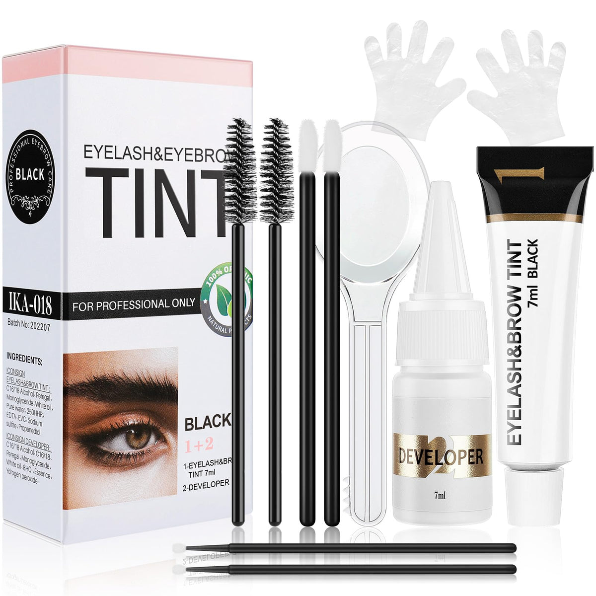 Eyelash and Eyebrow Color Kit 2-in-1,Easy Use Salon at Home Instant Set,7ml