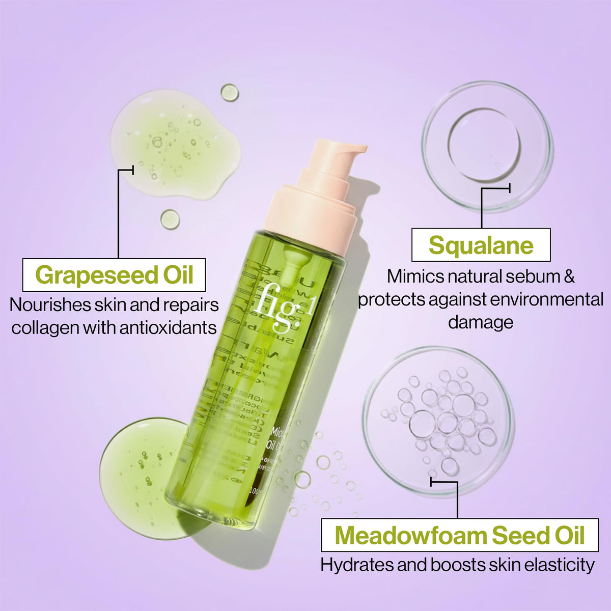 Fig.1 Micellar Oil Cleanser, Makeup Remover Cleansing Oil, 3.4 fl oz