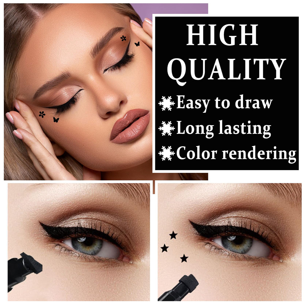 XINGXYUEL 5PCS Double-headed Liquid Winged Black Eyeliner Stamp Pen Set