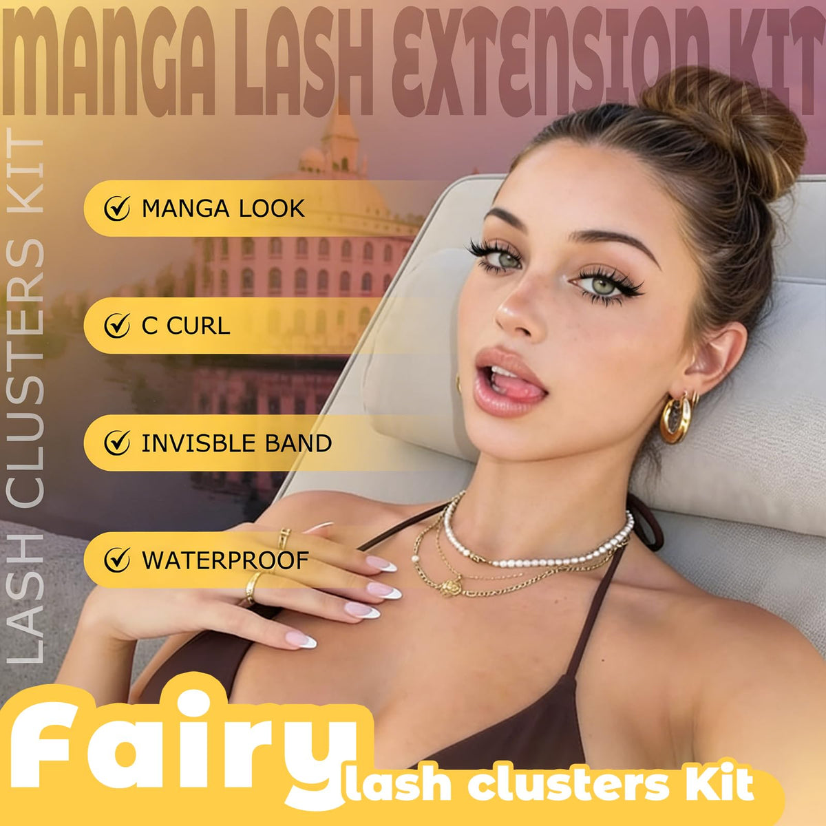 QUEWEL Fairy-Lash Clusters Kit, 144pcs Manga-Lash Clusters Kit