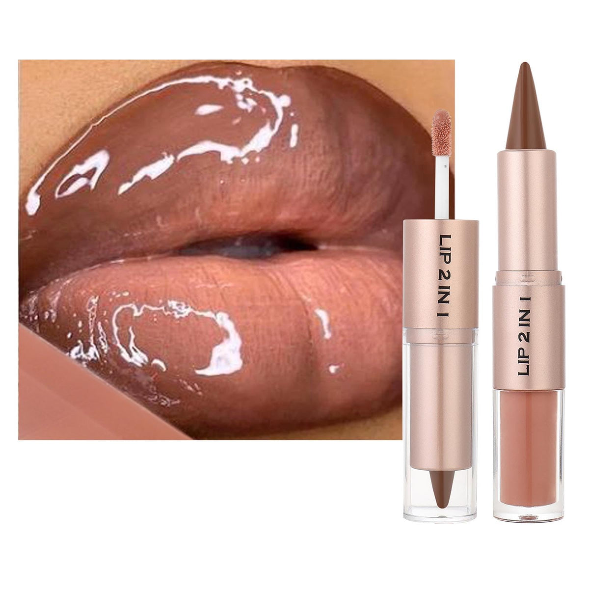 MiaSarah Lip Liner Gloss Lip Combo Sets Kit,Nude Brown Lip Liner and Brown Gloss Set, lip combo sets for black women, High Pigmented Long Lasting Plumping Lip Gloss Lipstick Waterproof Lip Combo 06
