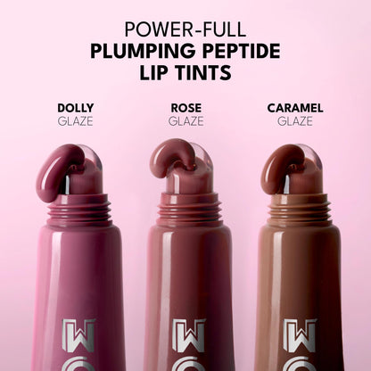 BUXOM Power-Full Plumping Peptide Tint - Hydrating + Moisturizing Tinted Lip Balm & Overnight Lip Mask with 36HR Hydration - Sheer Balm for Dry Lips, and Fuller-Looking Pout - Dolly Glaze (1 oz)