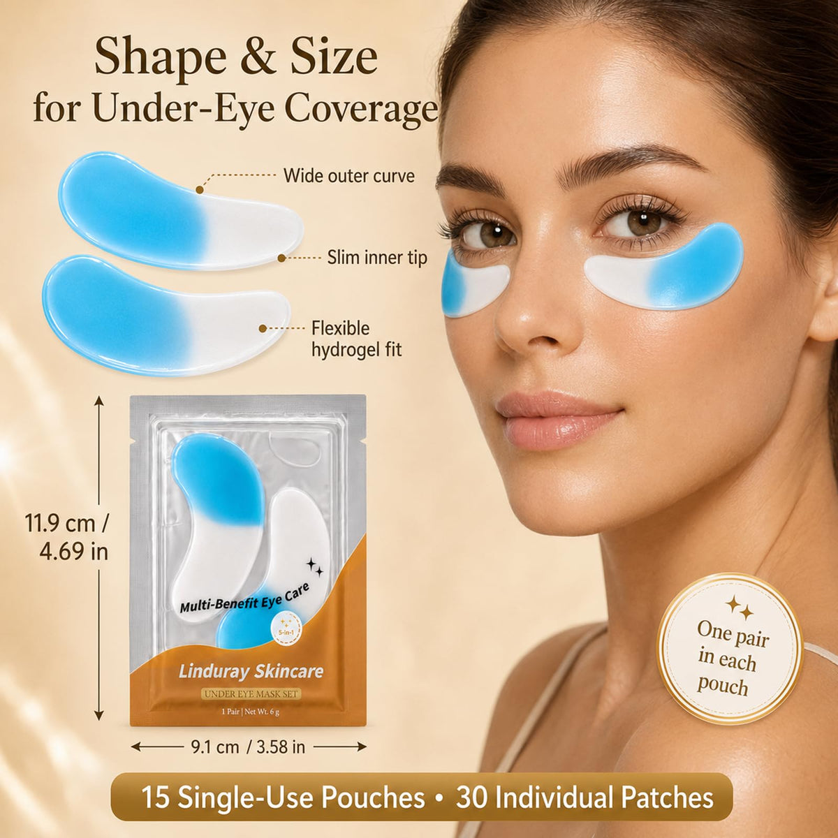 YTUEUEOY Under Eye Patches, Fiv-Color Under eye Mask Patches (15 Pairs)