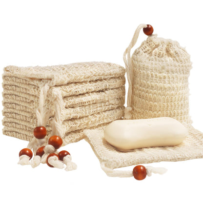 Sopurrrdy Natural Sisal Soap Saver Bag for Soap Bar Organic Soap Pouch for Exfoliating Lathers and Air Dry Soap Bar Shower Soap Saver Bag (8 Pcs)