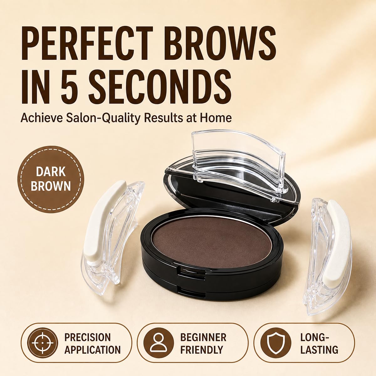 2Pcs Eyebrow Stamp Kit, Eyebrows in 5 Seconds, Achieve perfect results easily with Precise Application (DARK BROWN)