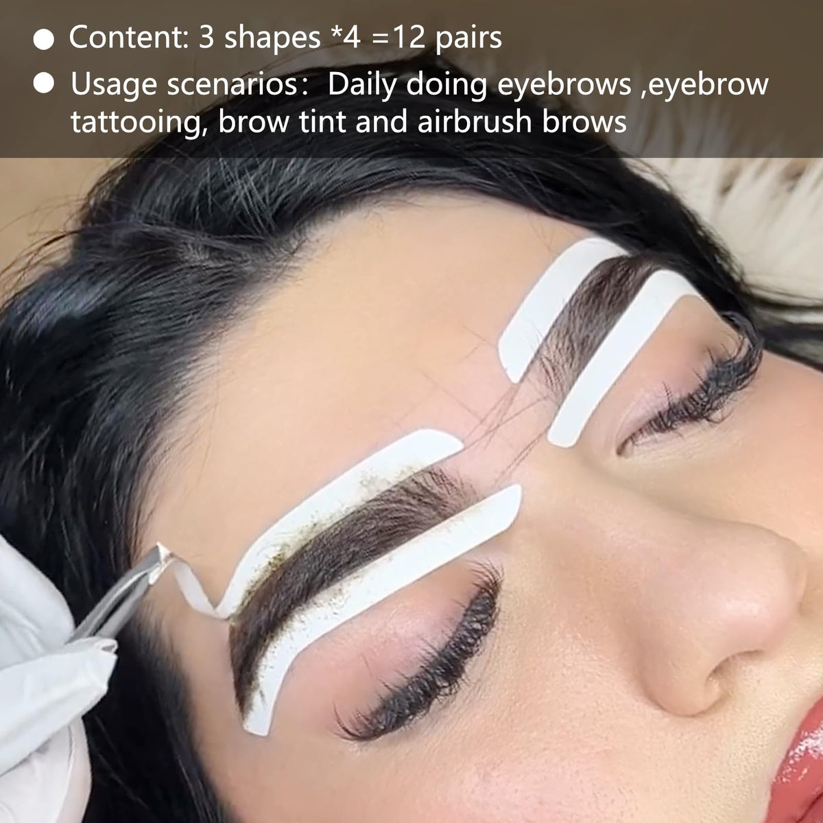 12Pairs Airbrush Eyebrow Shaping Stickers Stencils Shape Tape Disposable