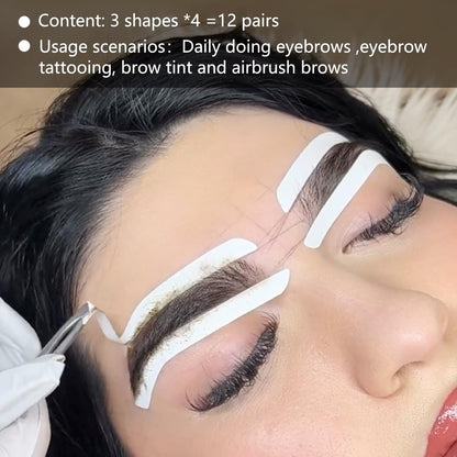 12Pairs Airbrush Eyebrow Shaping Stickers Stencils Shape Tape Disposable