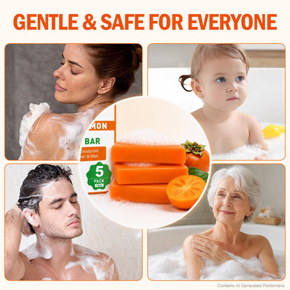 OAKDOLCHE 5 Pcs 80g Persimmon Soap Bar for Old People Smell