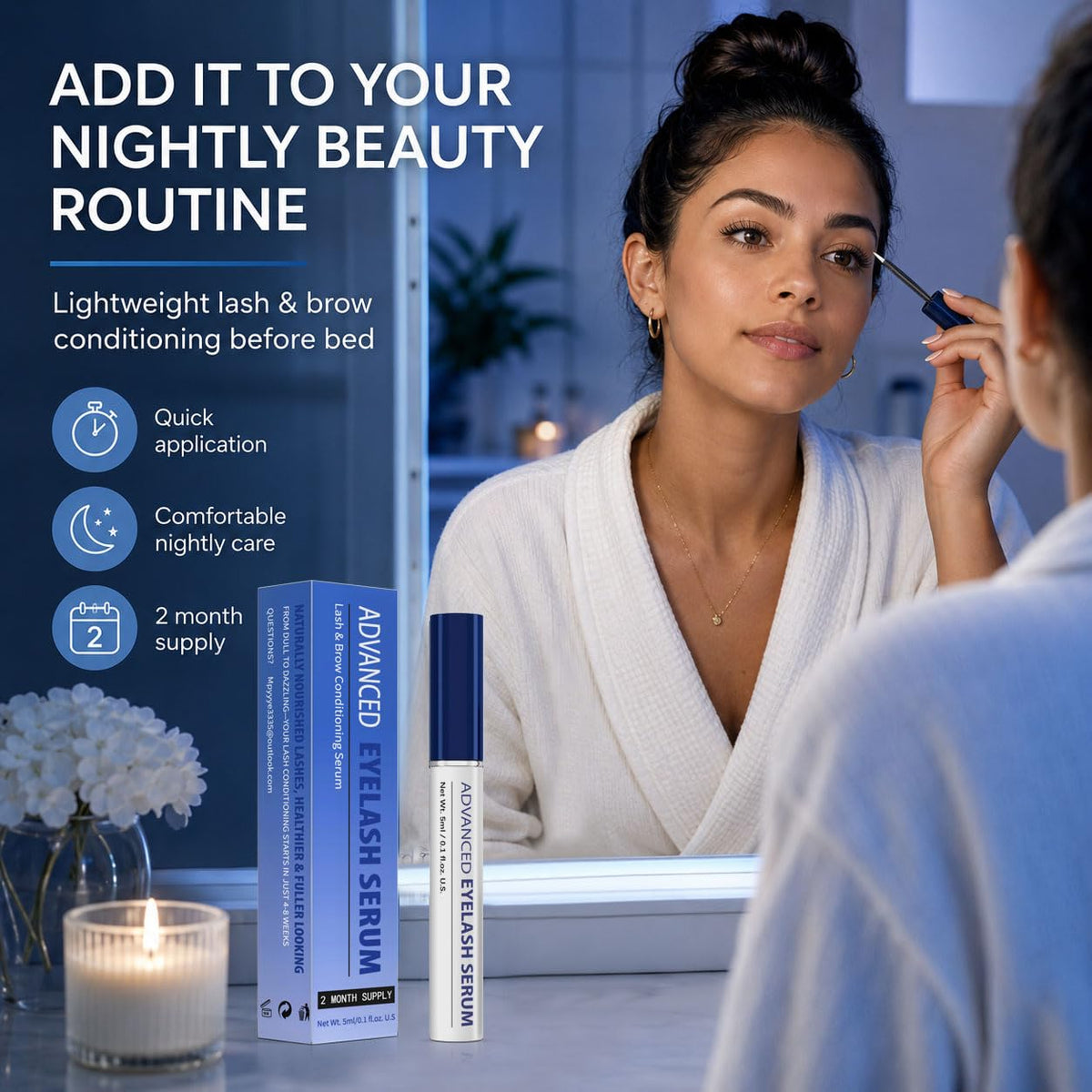 Premium Eyelash Growth Serum – Advanced Lash Enhancing Treatment for Natural Lashes, Volumizing Formula for Longer, Fuller, Thicker-Looking Lashes – Vegan & Cruelty-Free for Sensitive Eyes (5 mL)