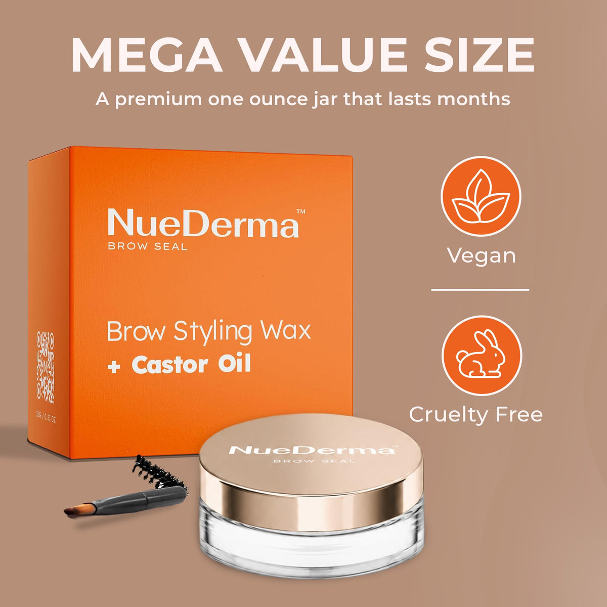 NueDerma Eyebrow Gel Brow Lamination - Clear Styling Wax, 1 oz with Spoolie