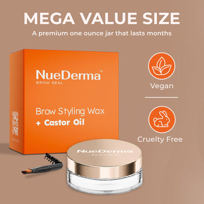NueDerma Eyebrow Gel Brow Lamination - Clear Styling Wax, 1 oz with Spoolie