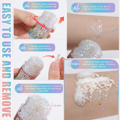 DAGEDA Red Face Body Glitter Stick,Sparkling Hair Glitter Makeup 32G