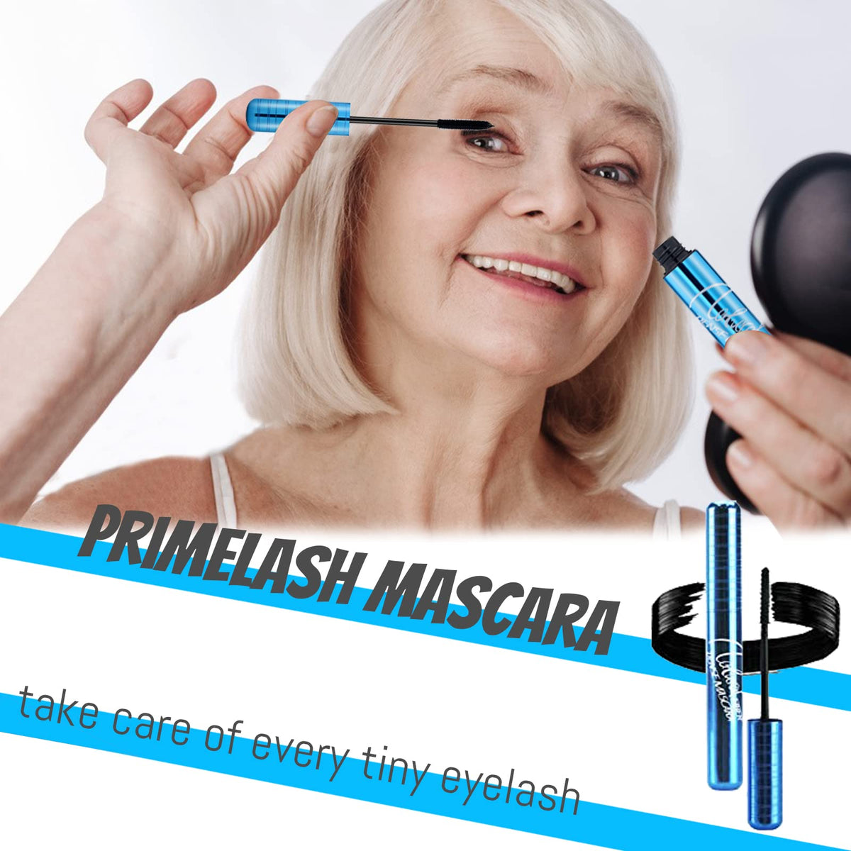 Mascara for Older Women 60 Plus, Mascara for Seniors with Thinning Lashes, Hypoallergenic Sensitive Eyes, Black Volume and Length, Waterproof Smudge Proof(1pc)