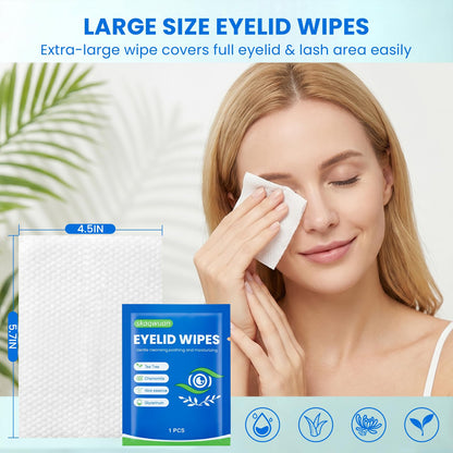 78PCS Eyelid Cleansing Wipes, Tea Tree Oil Gentle Cleansing Cloths, Gentle Daily Facial Cleansing Wipes for Sensitive Skin, Alcohol Free Moisturizing Eye Area Cleansing Wipes Bulk Pack