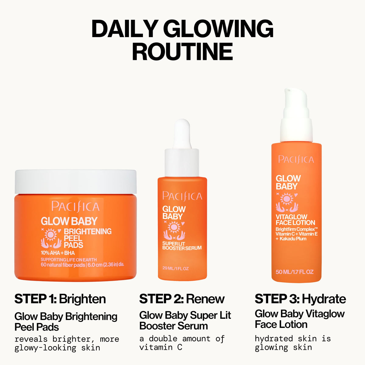 Pacifica Glow Baby Brightening Peel Pads 10% AHA + BHA Exfoliating Face Pads for Glowing Skin Resurfacing Glycolic Acid & Salicylic Acid Pad to Smooth Texture & Minimize Pores Fragrance Free 60 Count