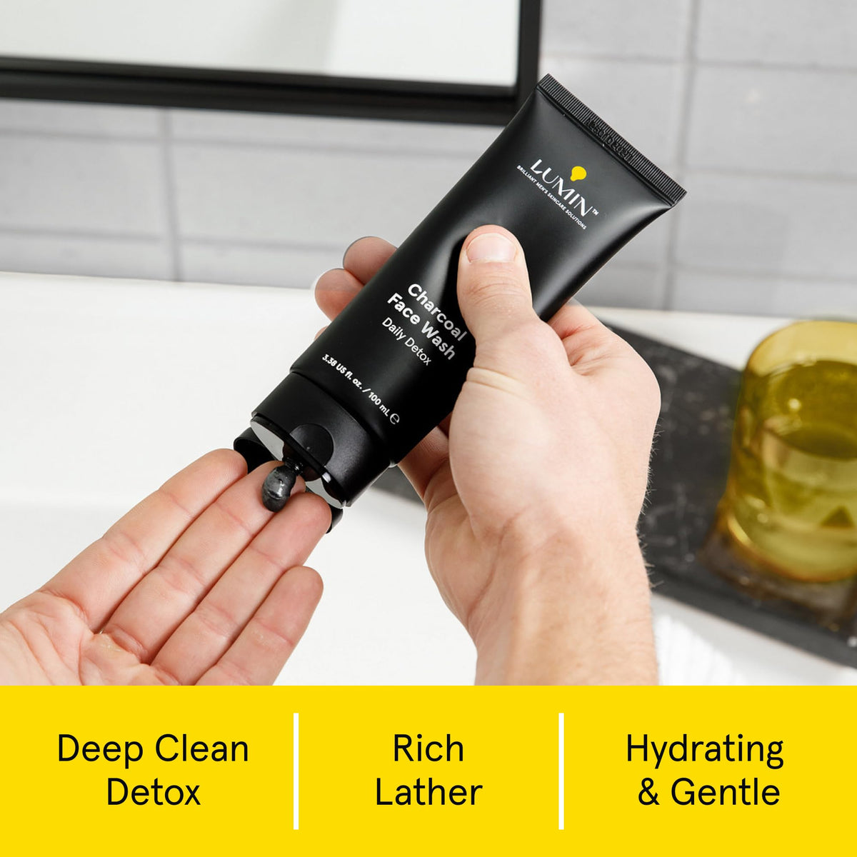 Lumin Charcoal Face Wash for Men | Daily Detox & Pore Cleansing | 3.4oz