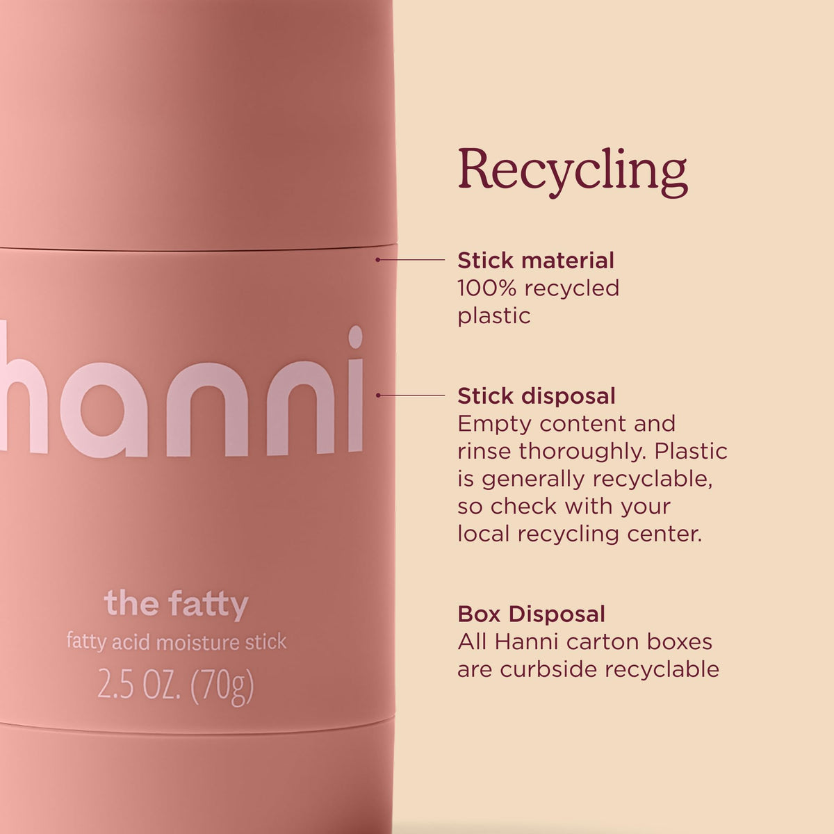 HANNI The Fatty FRAGRANCE-FREE Fatty Acid Moisture Stick, 2.5 oz