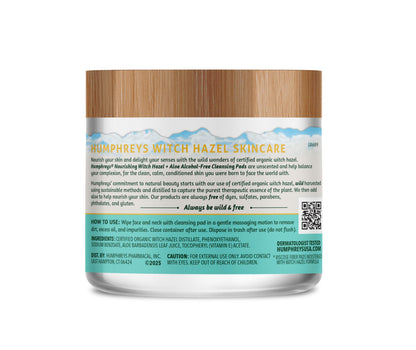 Humphreys Witch Hazel Nourishing Cleansing Pads with Aloe | 60 Rounds