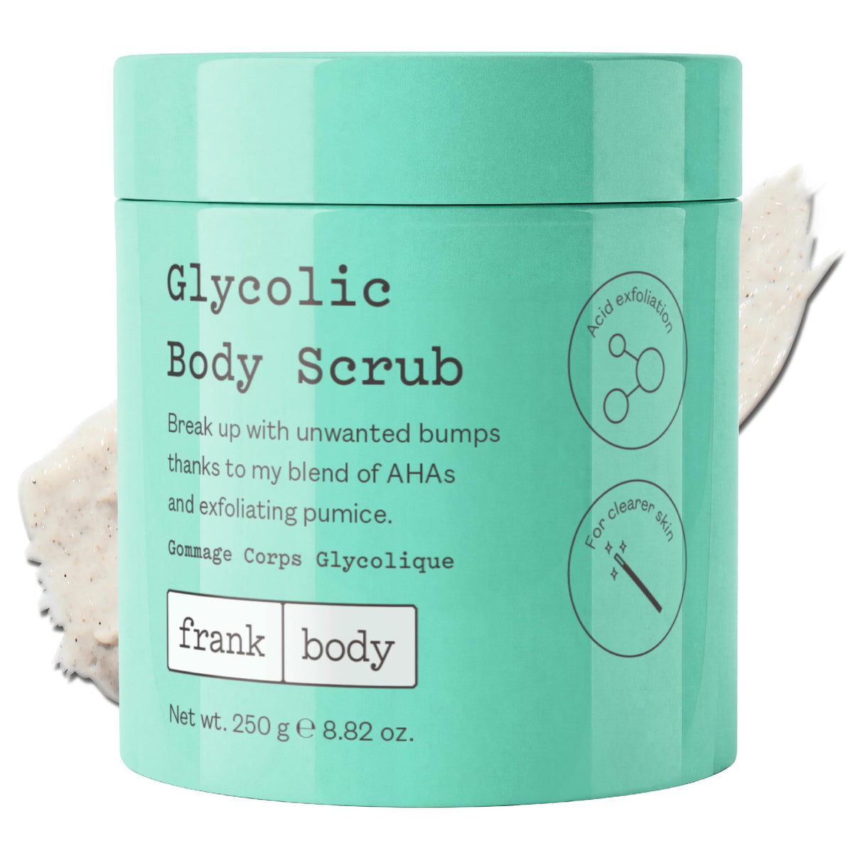 frank body Glycolic Acid Body Scrub | Exfoliating Body Scrub for Strawberry Skin, KP, Bumps & Ingrowns | Smooths Rough Skin on Legs, Arms, Back & Bum | Niacinamide, Witch Hazel & Pumice | 8.82 oz